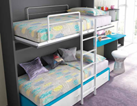 Conjunto color azul y antracita con segunda cama abierta